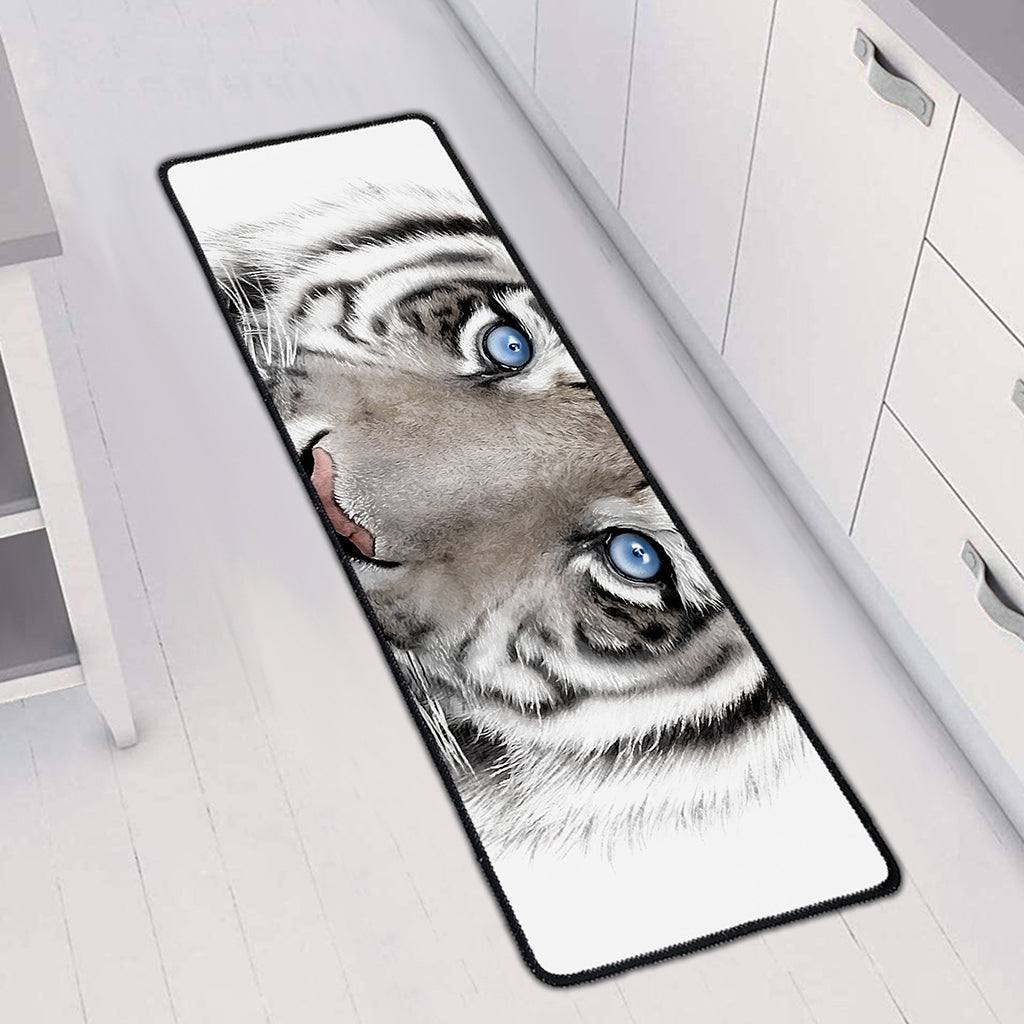 White Tiger Portrait Print Long Kitchen Mat
