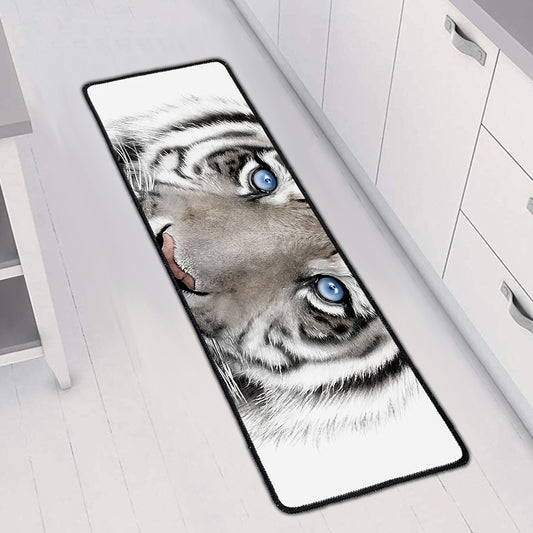 White Tiger Portrait Print Long Kitchen Mat