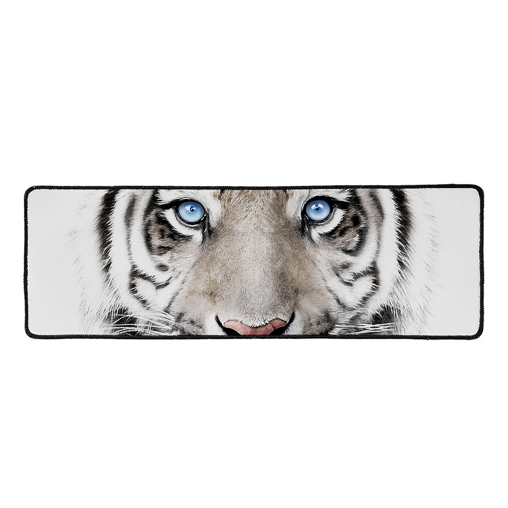 White Tiger Portrait Print Long Kitchen Mat
