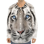 White Tiger Portrait Print Long Sleeve Baseball Jersey