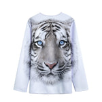 White Tiger Portrait Print Long Sleeve Short Coat