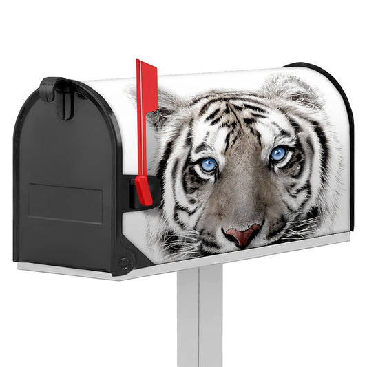 White Tiger Portrait Print Mailbox Cover