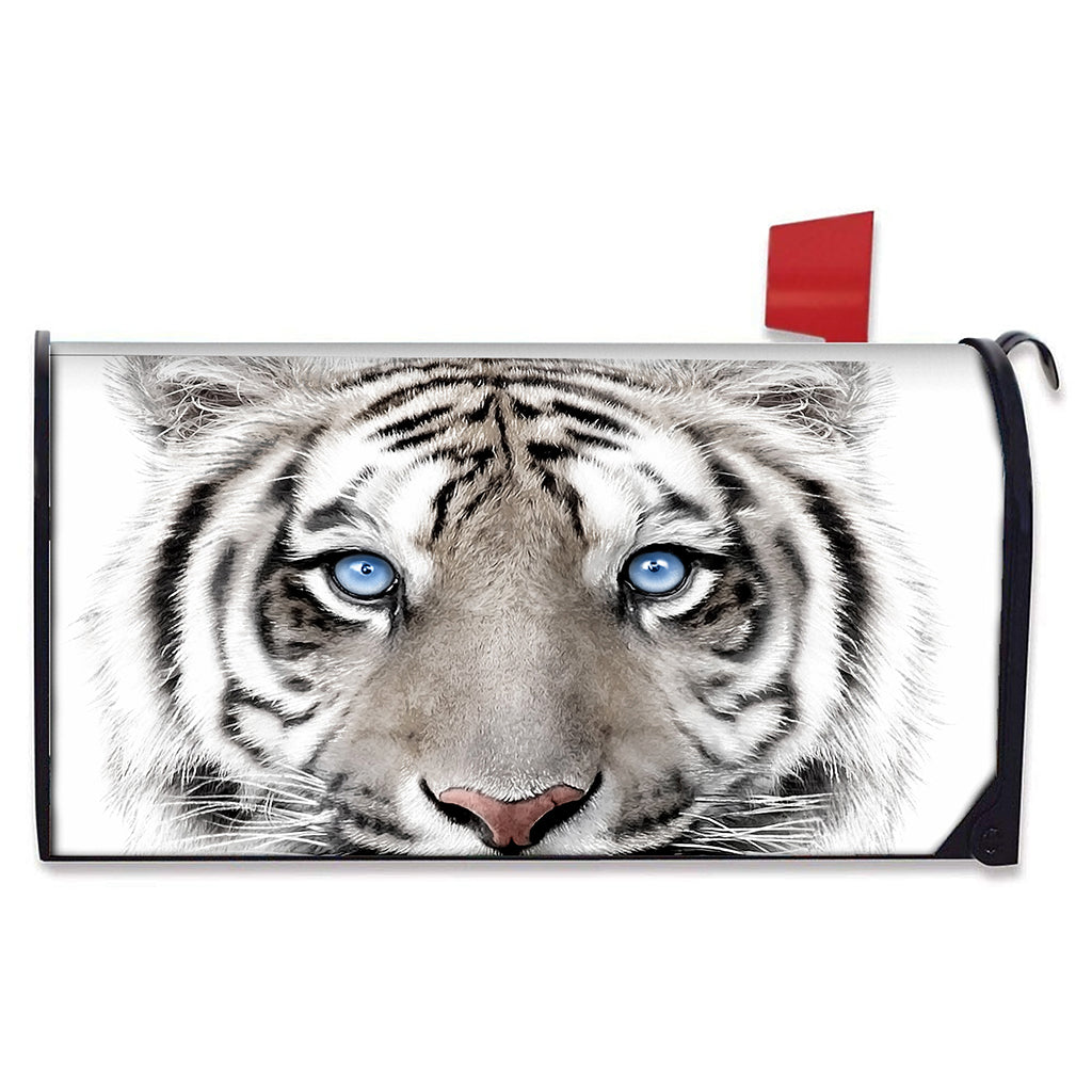 White Tiger Portrait Print Mailbox Cover