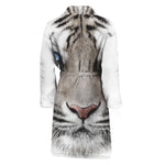 White Tiger Portrait Print Men's Bathrobe