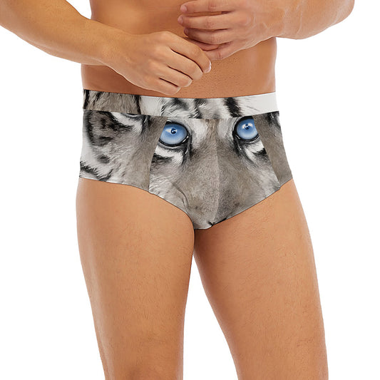 White Tiger Portrait Print Men's Briefs