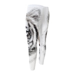 White Tiger Portrait Print Men's Compression Pants