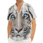 White Tiger Portrait Print Men's Deep V-Neck Shirt