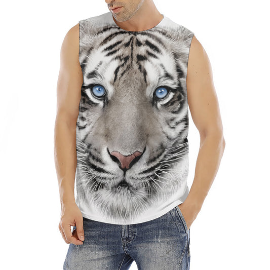 White Tiger Portrait Print Men's Fitness Tank Top