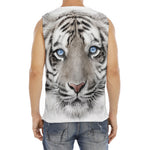 White Tiger Portrait Print Men's Fitness Tank Top
