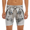 White Tiger Portrait Print Men's Long Boxer Briefs