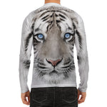 White Tiger Portrait Print Men's Long Sleeve Rash Guard