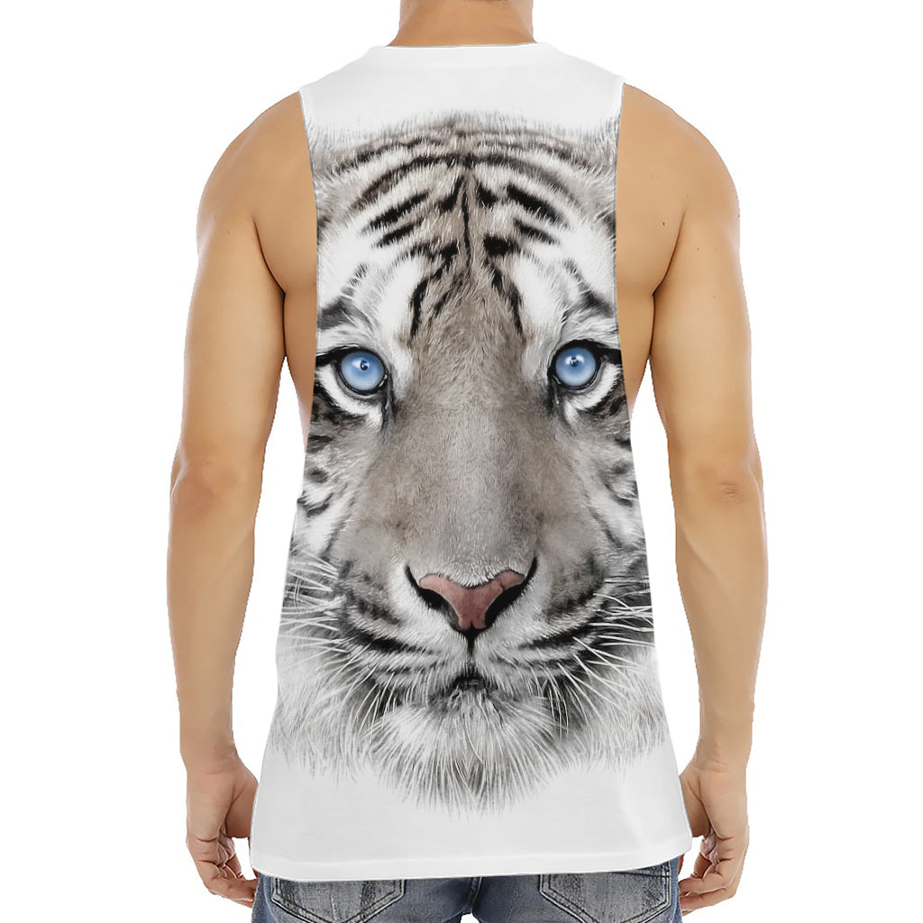 White Tiger Portrait Print Men's Muscle Tank Top