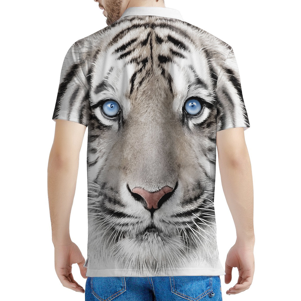 White Tiger Portrait Print Men's Polo Shirt