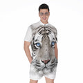 White Tiger Portrait Print Men's Romper