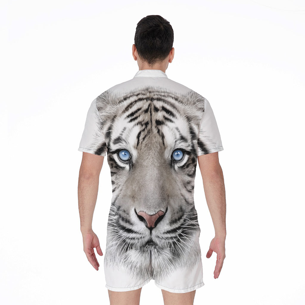 White Tiger Portrait Print Men's Rompers