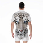 White Tiger Portrait Print Men's Rompers