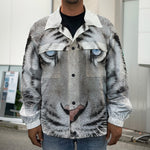 White Tiger Portrait Print Men's Shirt Jacket