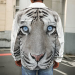 White Tiger Portrait Print Men's Shirt Jacket