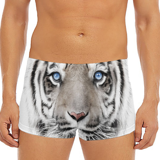 White Tiger Portrait Print Men's Short Boxer Briefs