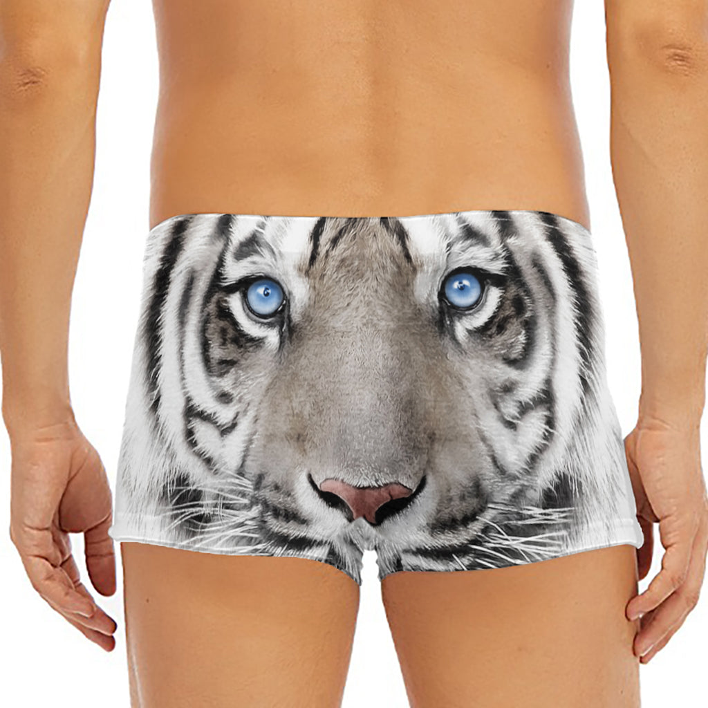 White Tiger Portrait Print Men's Short Boxer Briefs