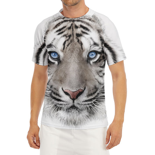 White Tiger Portrait Print Men's Short Sleeve Rash Guard