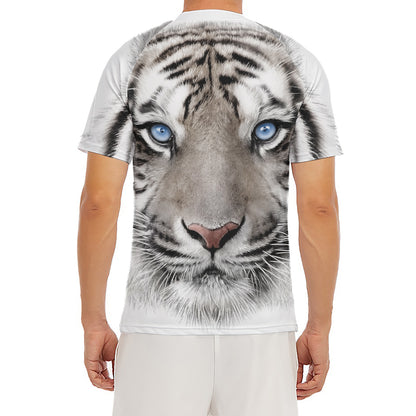 White Tiger Portrait Print Men's Short Sleeve Rash Guard