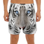 White Tiger Portrait Print Men's Split Running Shorts