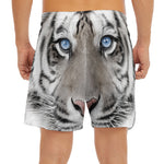 White Tiger Portrait Print Men's Split Running Shorts