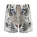 White Tiger Portrait Print Men's Athletic Shorts