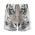 White Tiger Portrait Print Men's Sports Shorts