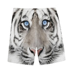 White Tiger Portrait Print Men's Sports Shorts