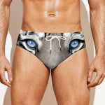 White Tiger Portrait Print Men's Swim Briefs