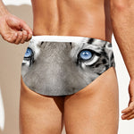 White Tiger Portrait Print Men's Swim Briefs