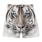 White Tiger Portrait Print Men's Swim Trunks