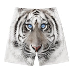White Tiger Portrait Print Men's Swim Trunks