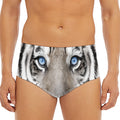 White Tiger Portrait Print Men's Triangle Swim Briefs