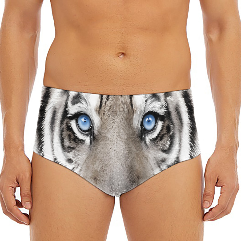 White Tiger Portrait Print Men's Triangle Swim Briefs