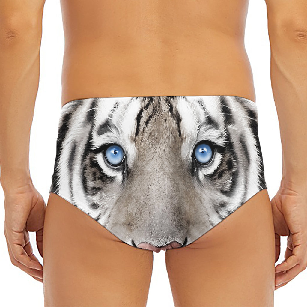White Tiger Portrait Print Men's Triangle Swim Briefs