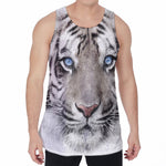 White Tiger Portrait Print Men's Velvet Tank Top