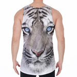 White Tiger Portrait Print Men's Velvet Tank Top