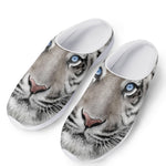 White Tiger Portrait Print Mesh Casual Shoes