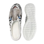 White Tiger Portrait Print Mesh Casual Shoes
