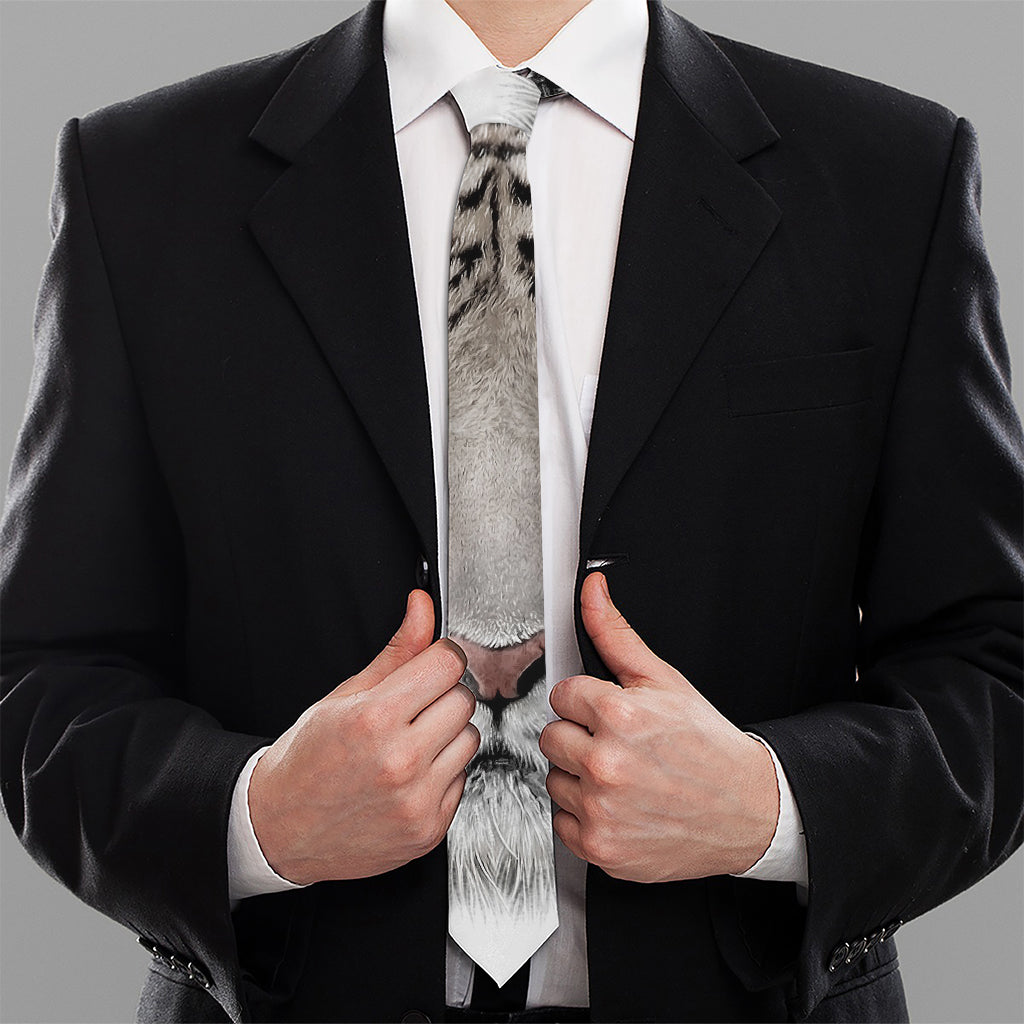 White Tiger Portrait Print Necktie