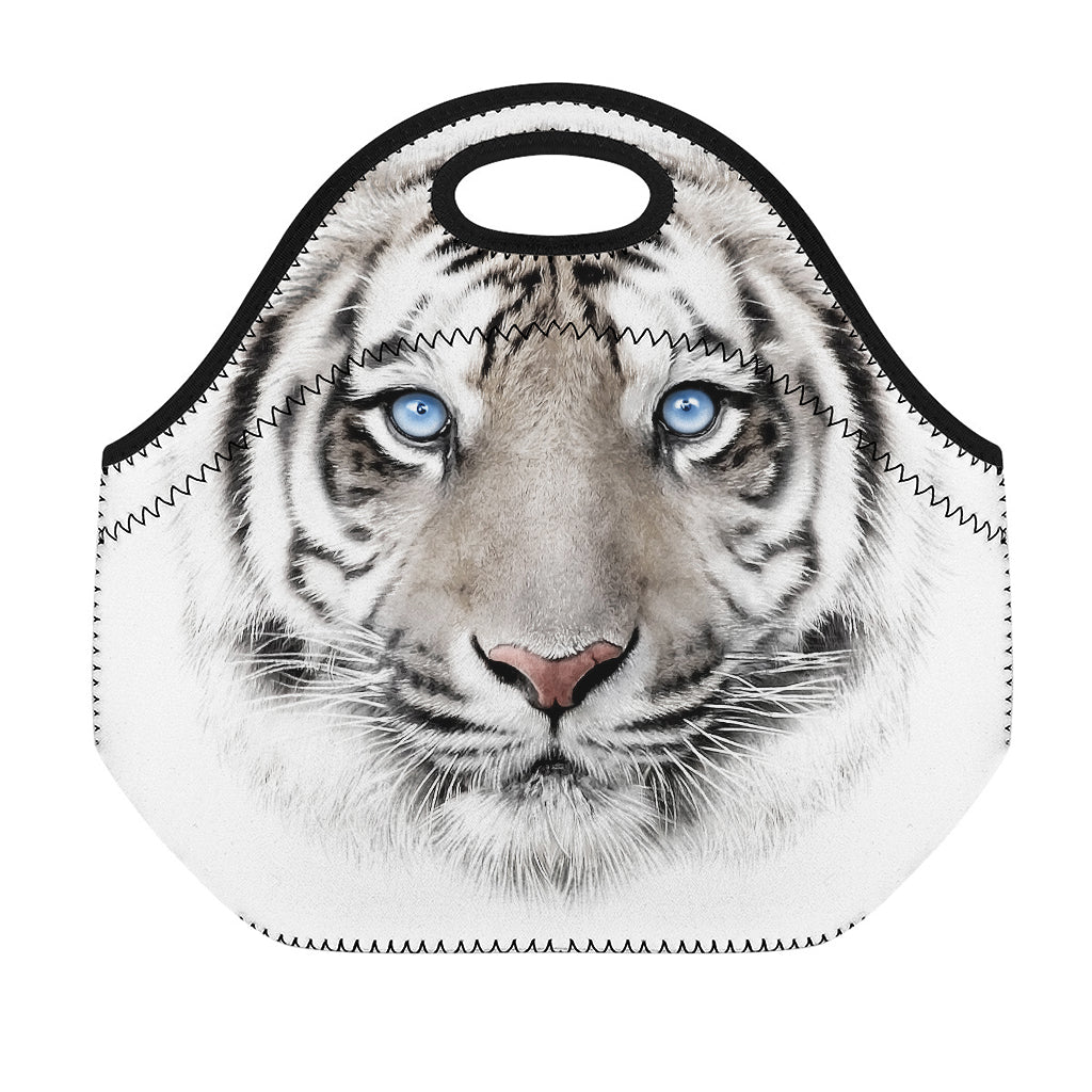 White Tiger Portrait Print Neoprene Lunch Bag