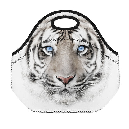 White Tiger Portrait Print Neoprene Lunch Bag