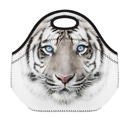 White Tiger Portrait Print Neoprene Lunch Bag