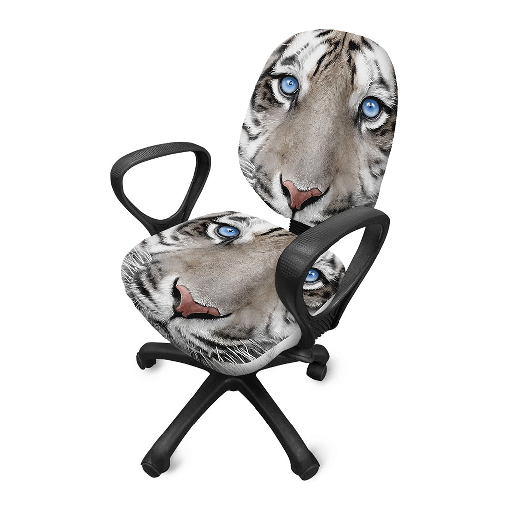 White Tiger Portrait Print Office Chair Cover