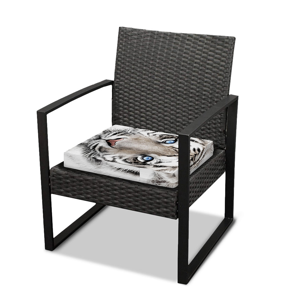 White Tiger Portrait Print Outdoor Seat Cushion Cover