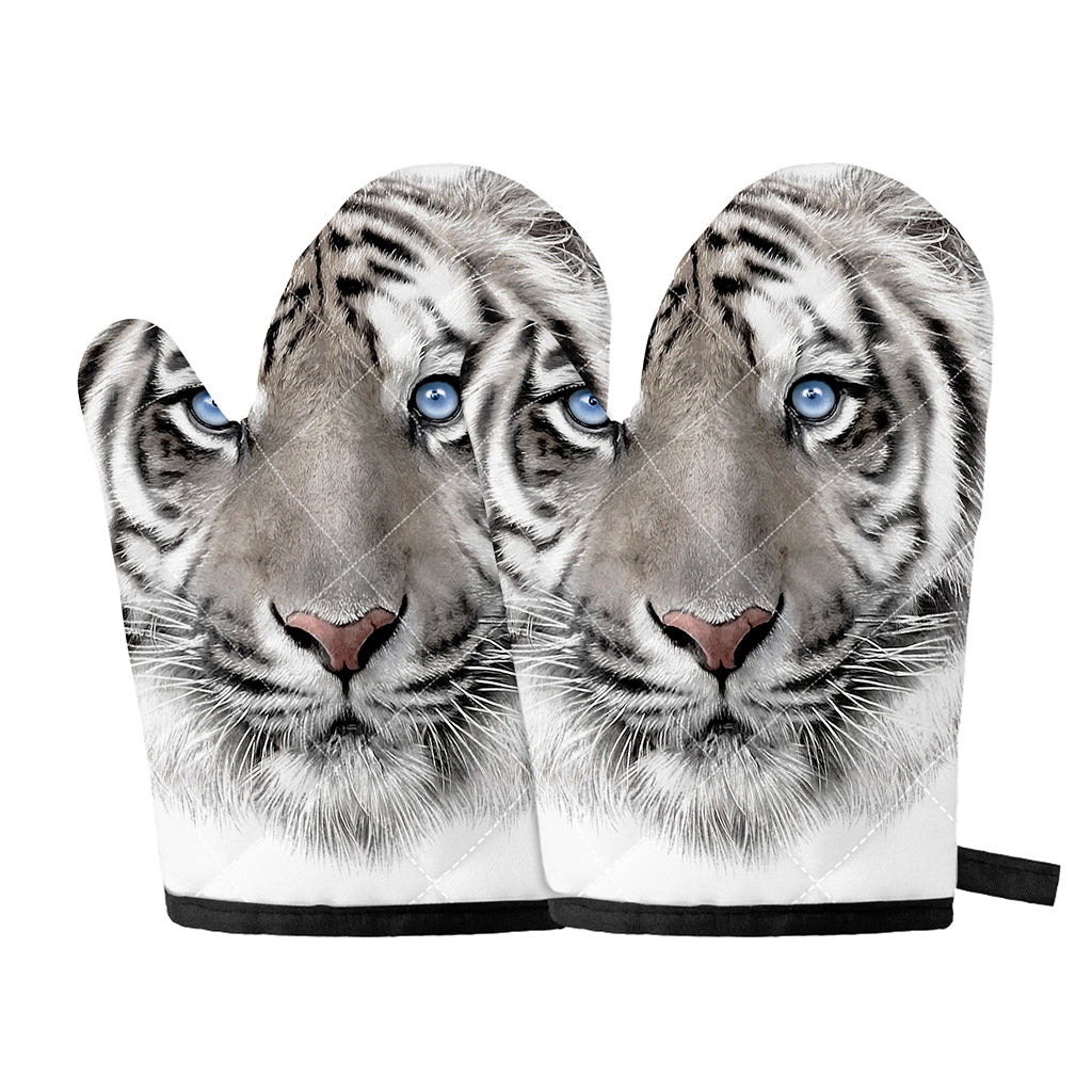 White Tiger Portrait Print Oven Mitts