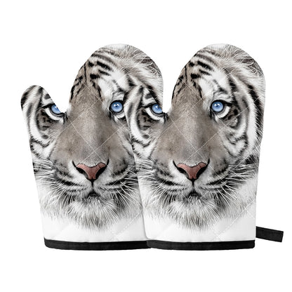 White Tiger Portrait Print Oven Mitts